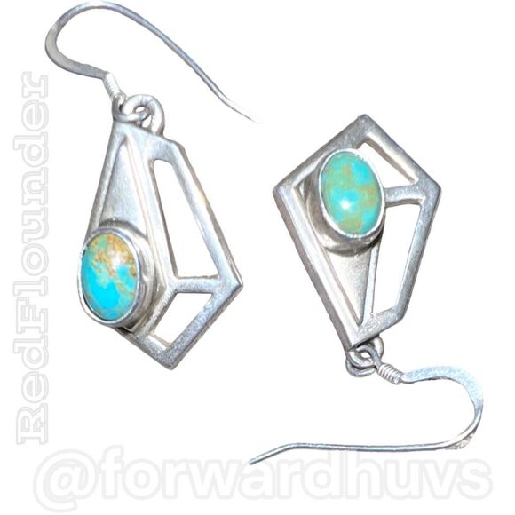 First American Traders Turquoise Sterling Silver Earrings - Picture 7 of 12